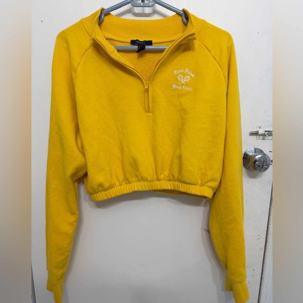 Forever 21 Yellow Cropped Sweatshirt